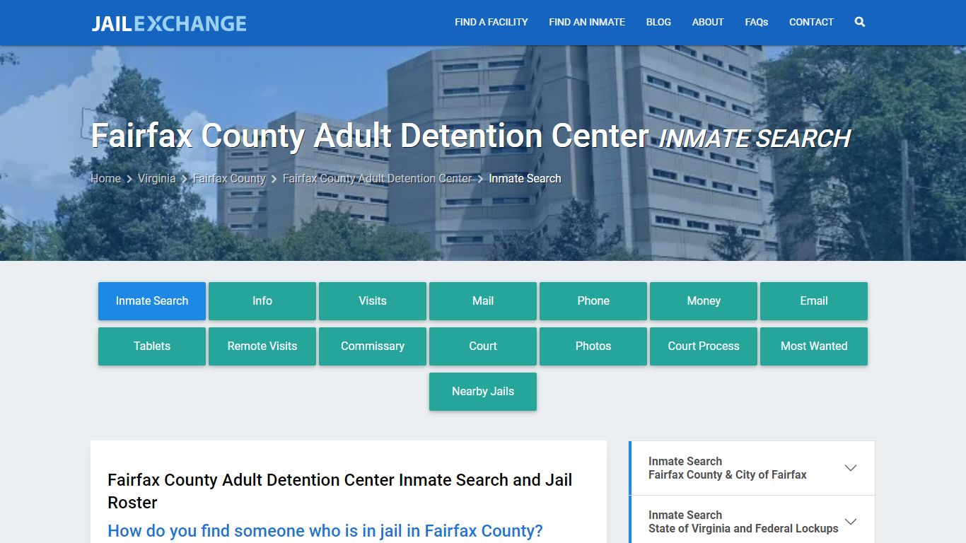 Fairfax County Adult Detention Center Inmate Search