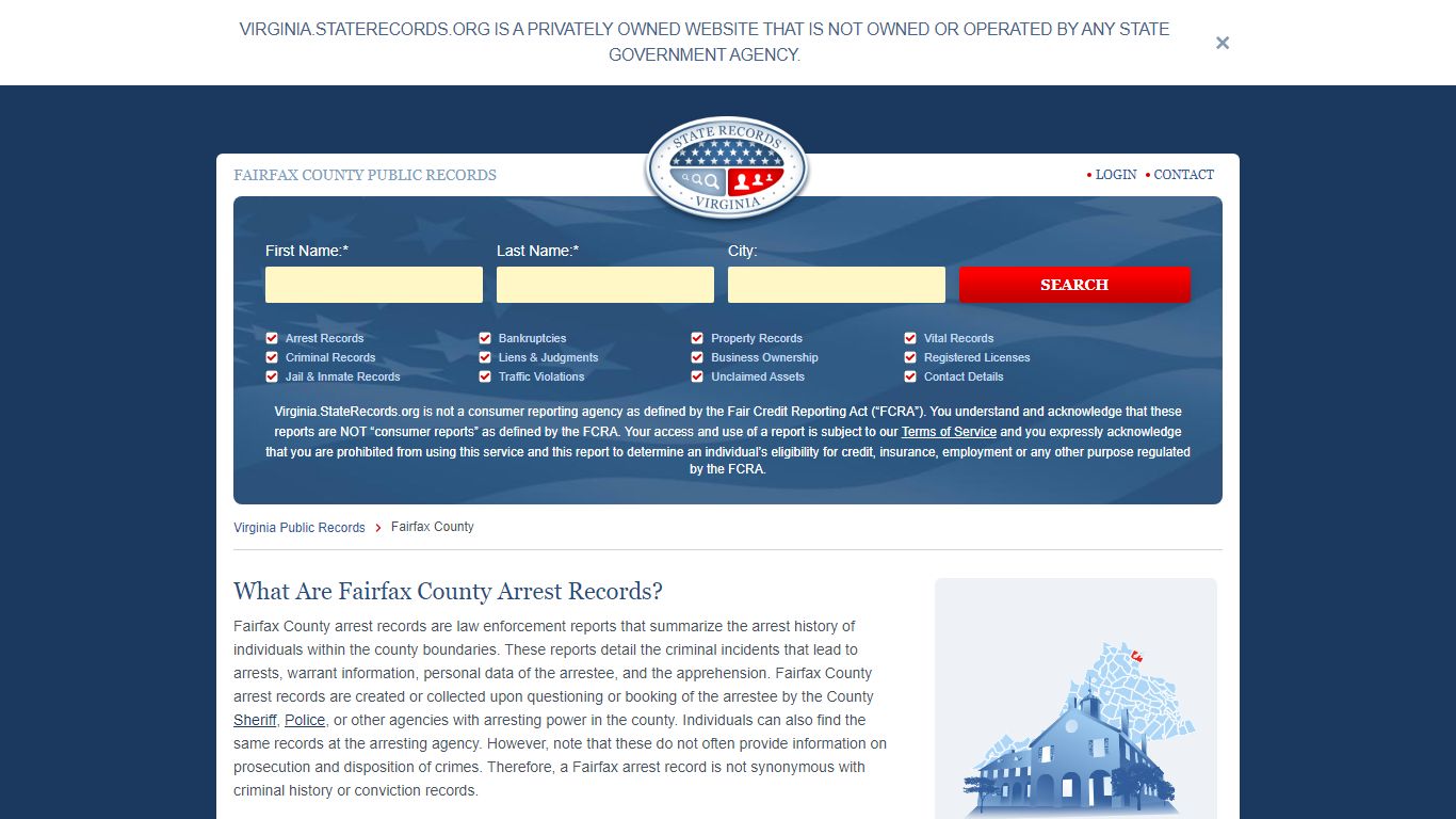 Fairfax County Arrest, Court, and Public Records | StateRecords.org