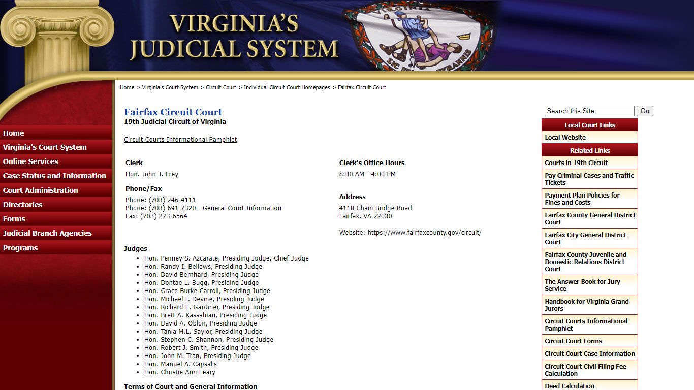 Fairfax Circuit Court - Virginia’s Judicial System